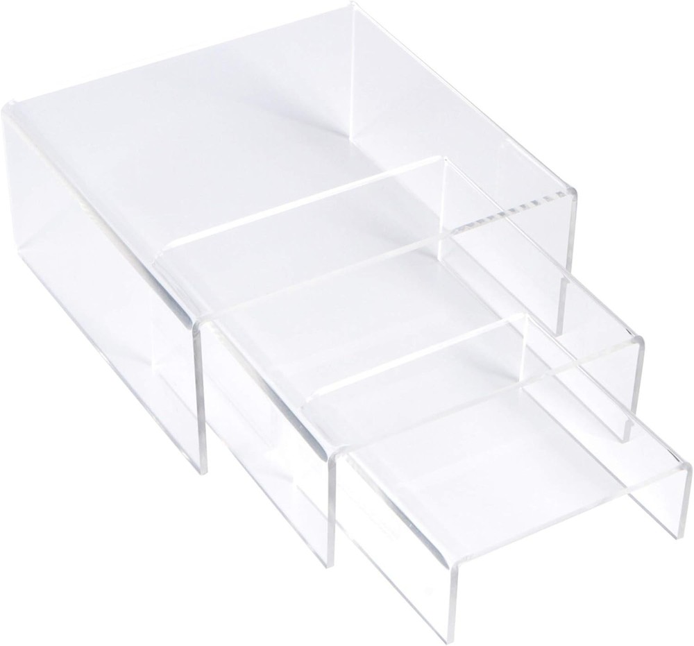 ​​[3-Set] SimbaLux® Acrylic Display Risers Clear Stand Medium Low Profile Tiered