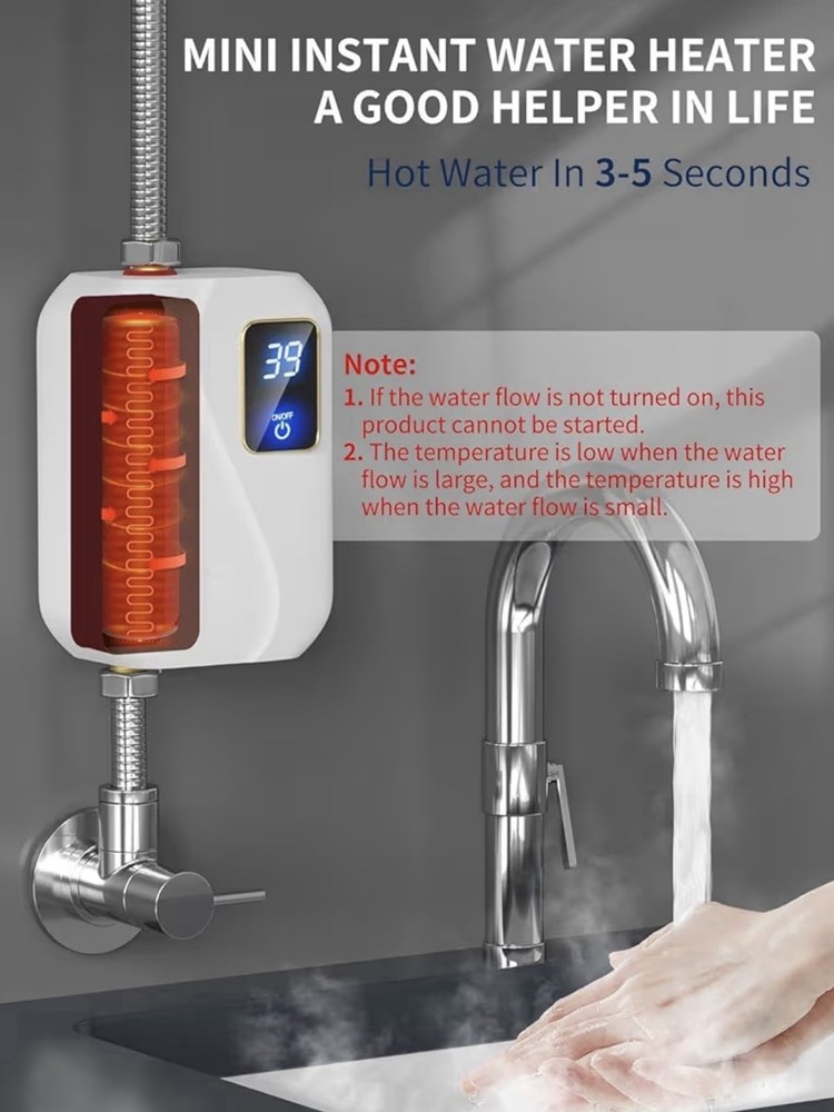 Bangox Tankless Electric Water Heater 110V 3000W Instant Hot Water System for RV