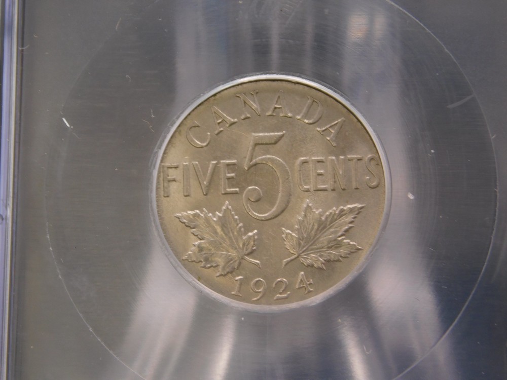 1924 CANADA FIVE CENT ICG MS62 (BT1224)