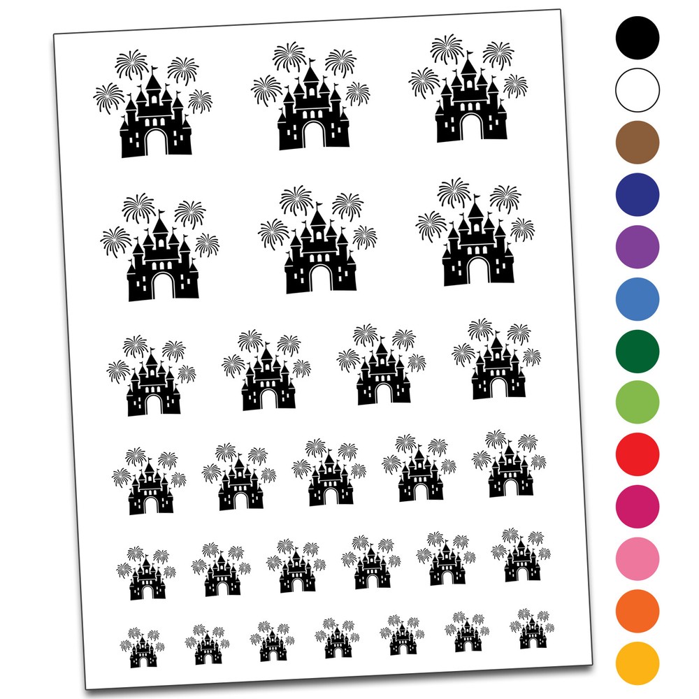 Fairytale Castle and Fireworks Temporary Tattoo Water Resistant Set