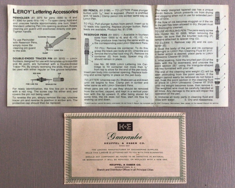 K & E LEROY II Vintage Lettering Set, Engineering, Drafting Tools, Plus Extras!