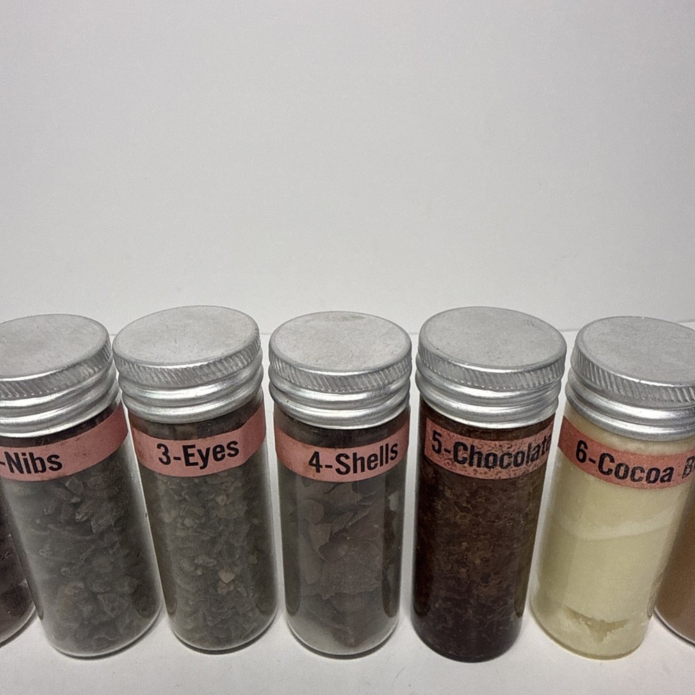 Hershey Chocolate Educational Glass Sample display Never Used Full Bottle