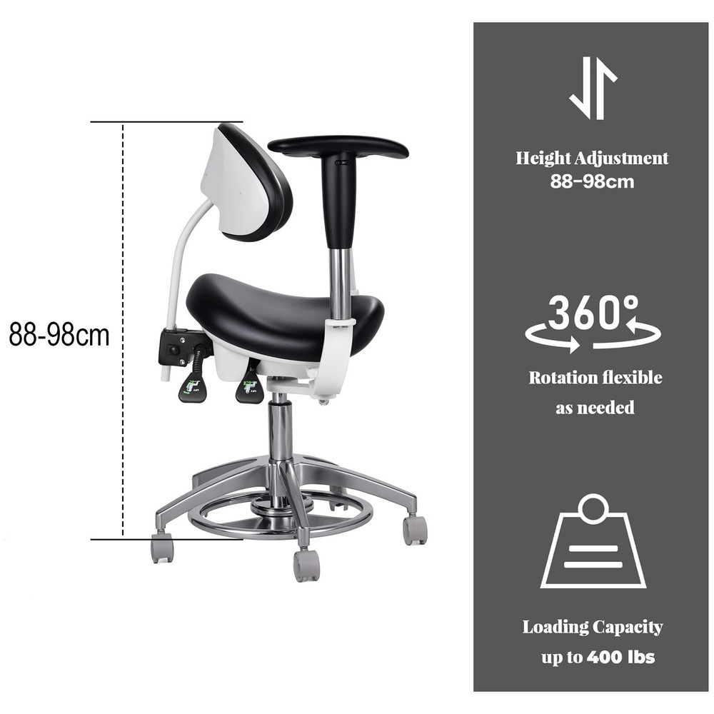 Dental Dynamic Microscope Saddle Chair Stool Foot Controlled PU Leather US