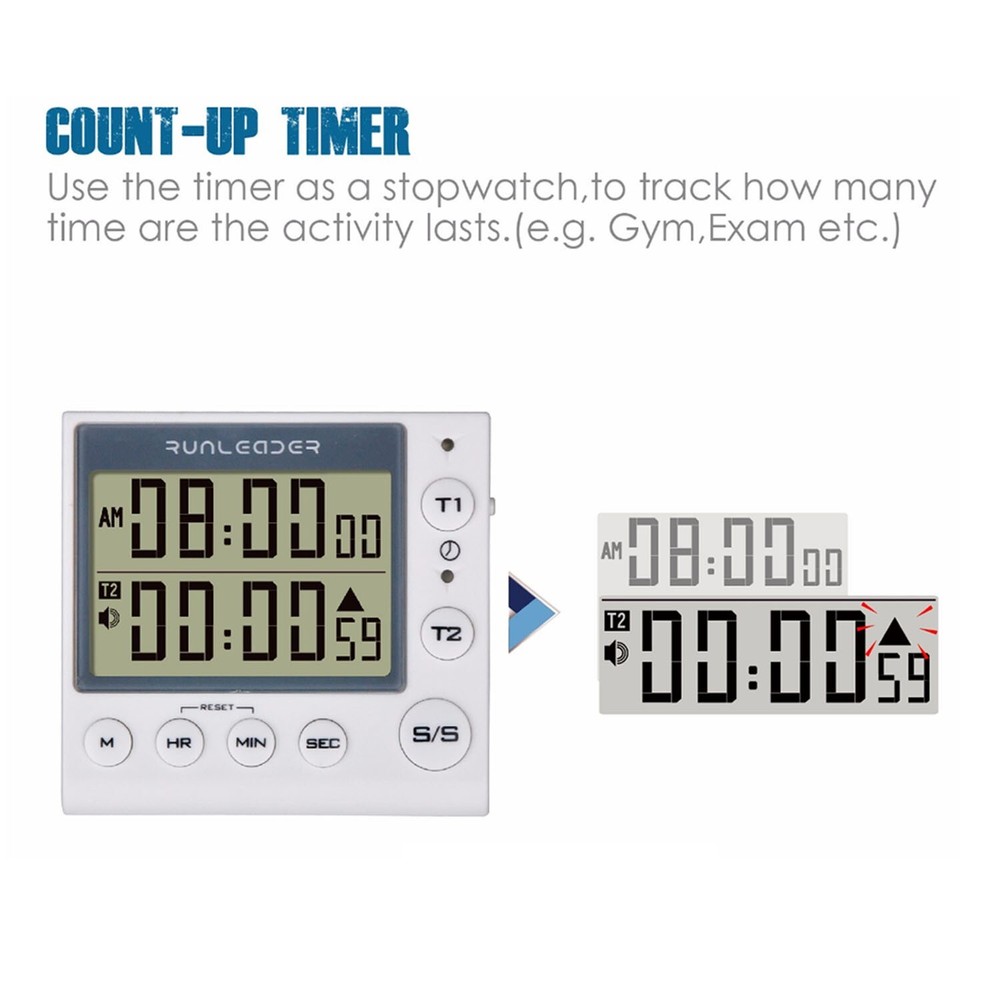 Digital Kitchen Cooking Timer Clock Count-up/Count Down Back Bracket Aloud Alarm