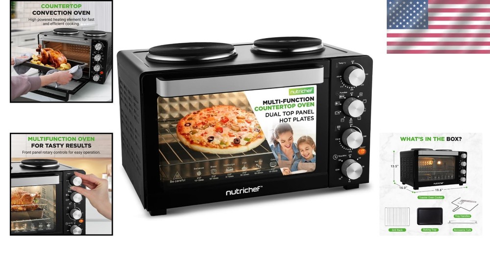 Versatile 1500 Watt Kitchen Oven with 7 Cooking Functions - Easy Clean Features