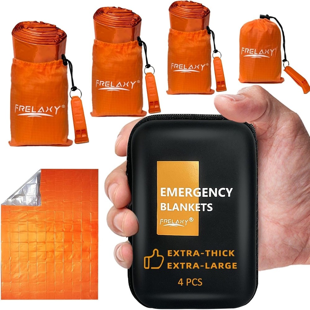 Emergency Blanket 4-Pack: Extra-Thick, Waterproof & Compact Survival Gear