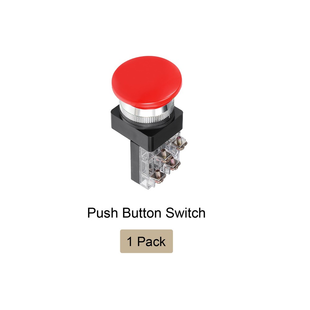 Push Button Switch Momentary Mushroom Head 1.2 Inch Red