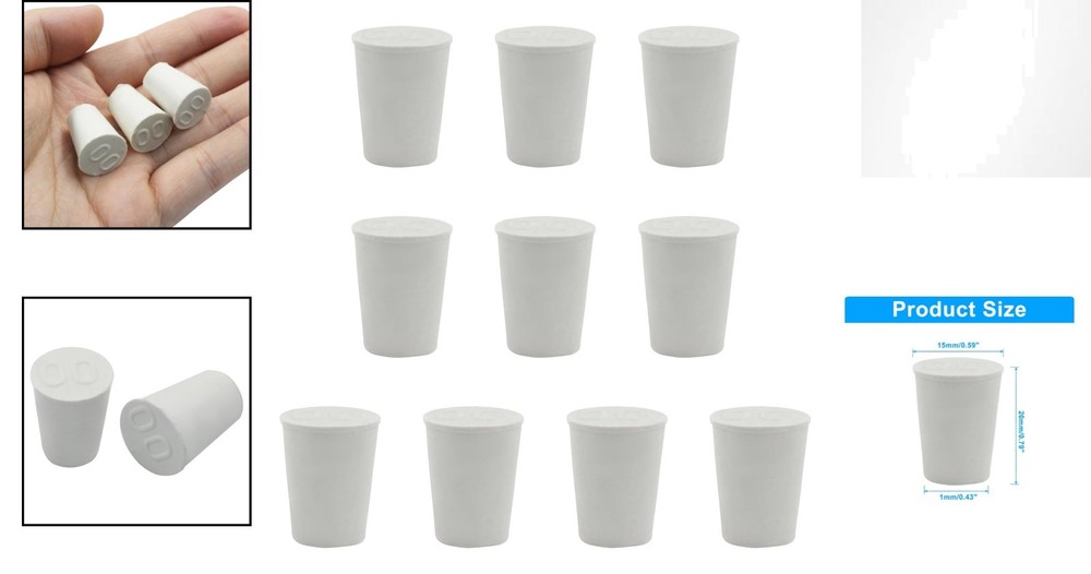 10 Pack Rubber Stoppers - Tapered Lab Plugs for Various Applications