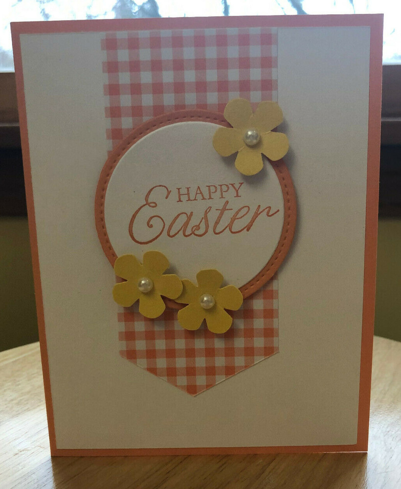 Gingham Easter Hand Stamped Card - Blank Inside - Stampin' Up