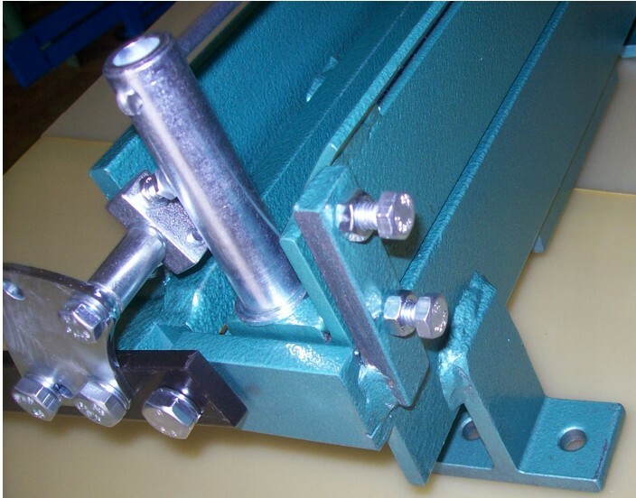 Angular scale and a bending angle limiter for our sheet metal benders.
