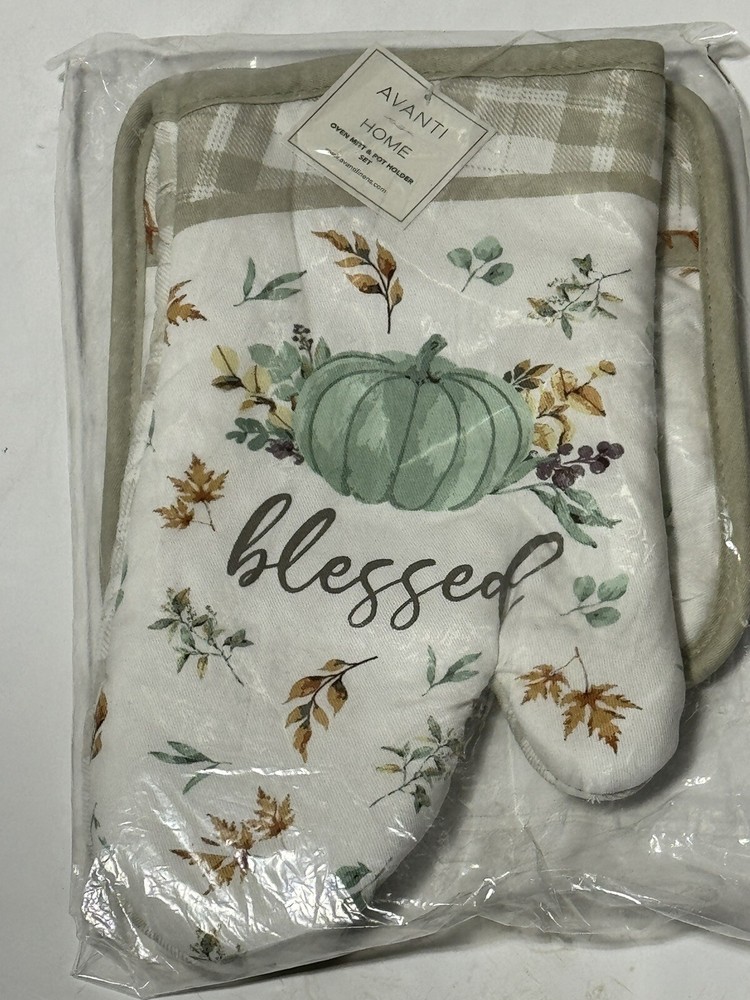 Pot Holder Oven Mitt Avanti Grateful Patch 2 Pack  Multicolor Blessed Thankful