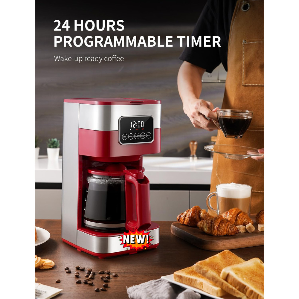 Cafetera programable de 10 tazas, cafetera de goteo para café regular y fuerte,