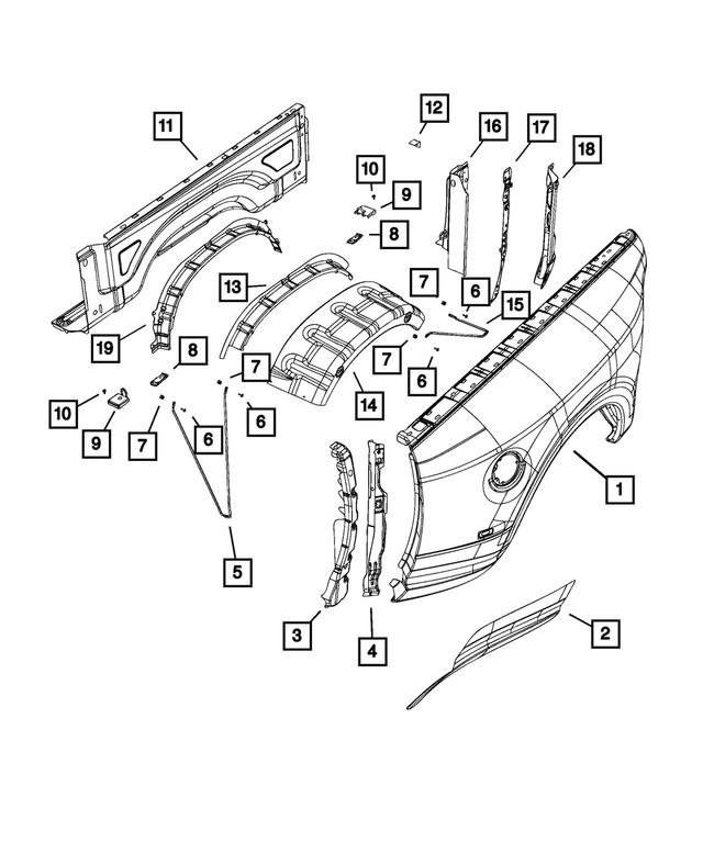 Genuine Mopar Box Side Brace Right 68106098aa