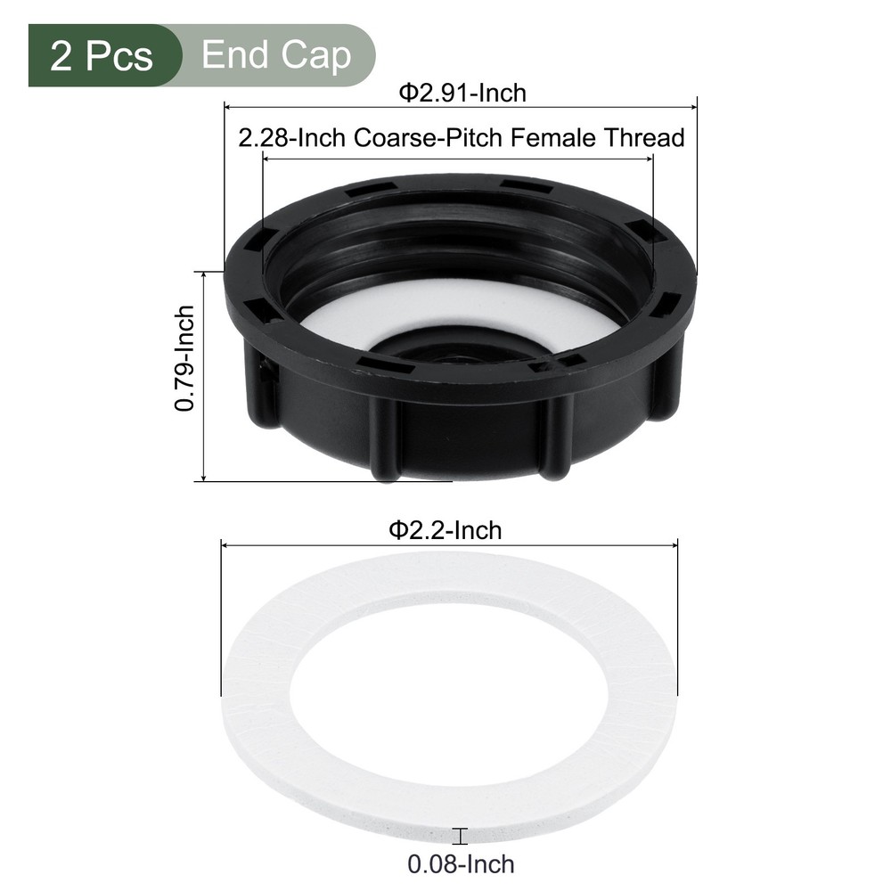 2 Pcs Plastic Adapter, Coarse Female Threaded Cover Cap (Black, 55mm)