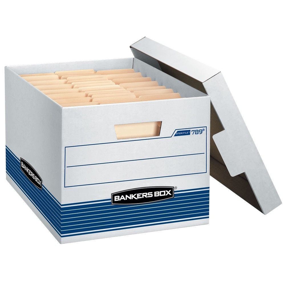 Bankers Box 12-Pack Medium Duty File Storage Boxes w/ Lids FastFold Assembly