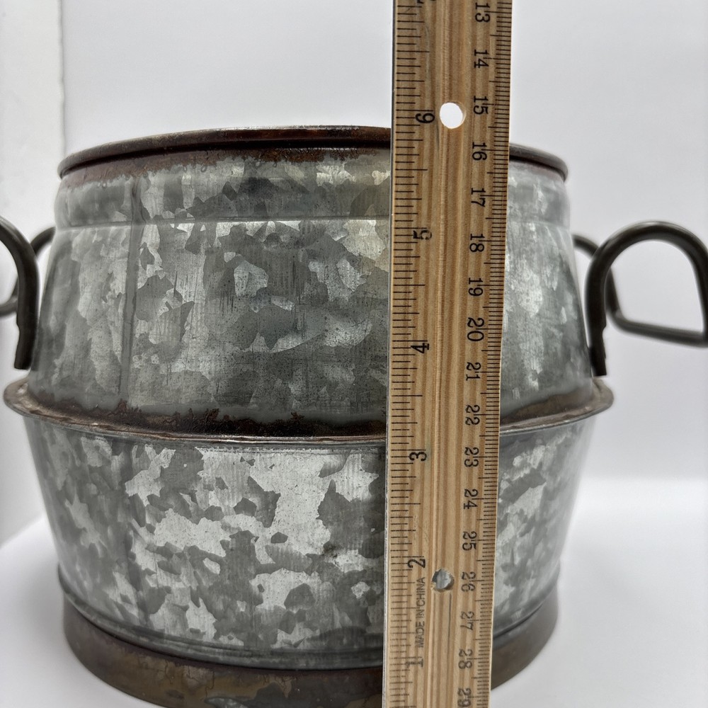 Pottery Barn Double Handled Metal Planter