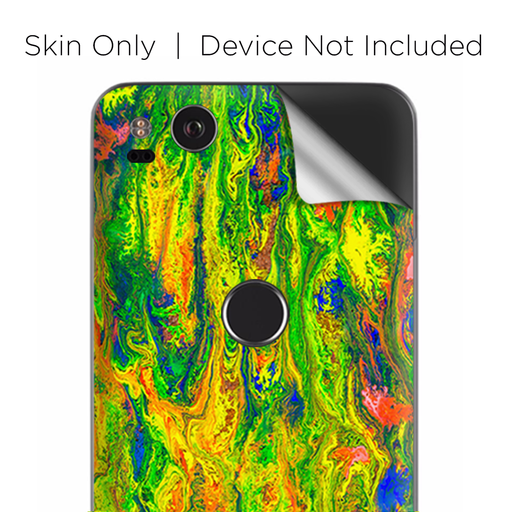 Google Pixel 2 Skins Decal Wrap green trippy color mix psychedelic