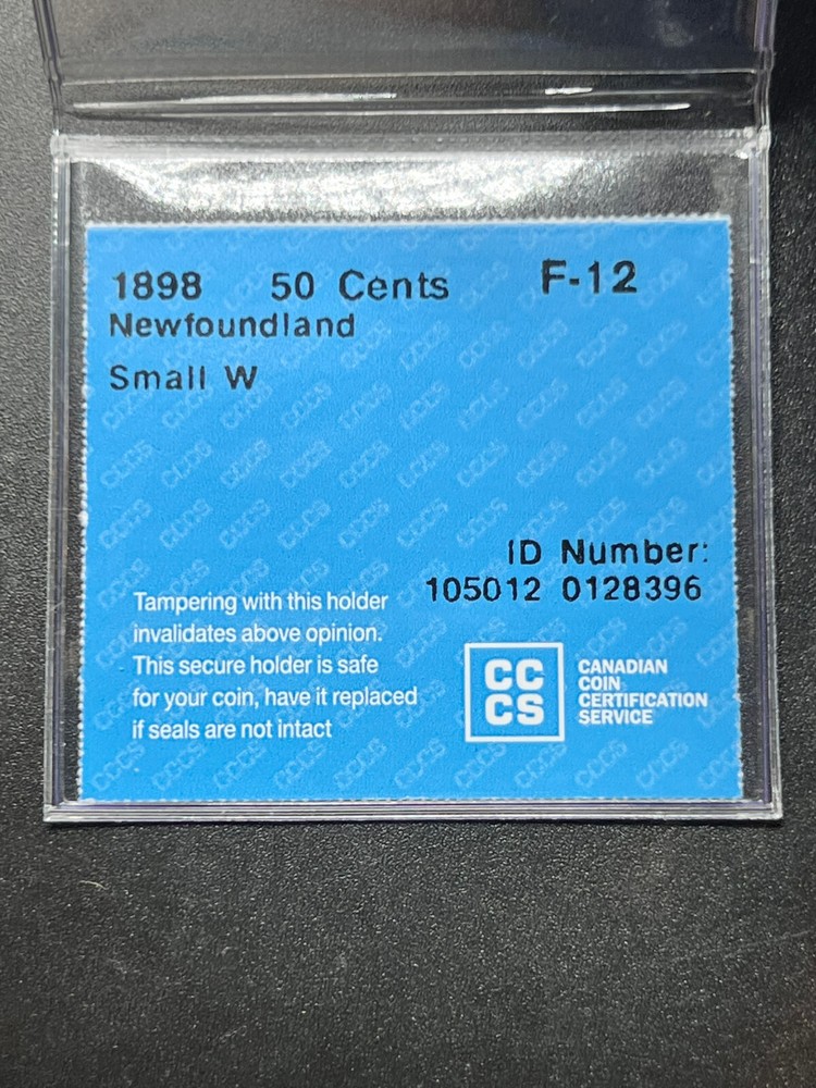 1898 NFLD 50 Cent CCCS Graded F-12
