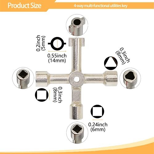 16" Multi-Functional Water Meter Key - 4 Way Valve Shutoff Tool for Utilities