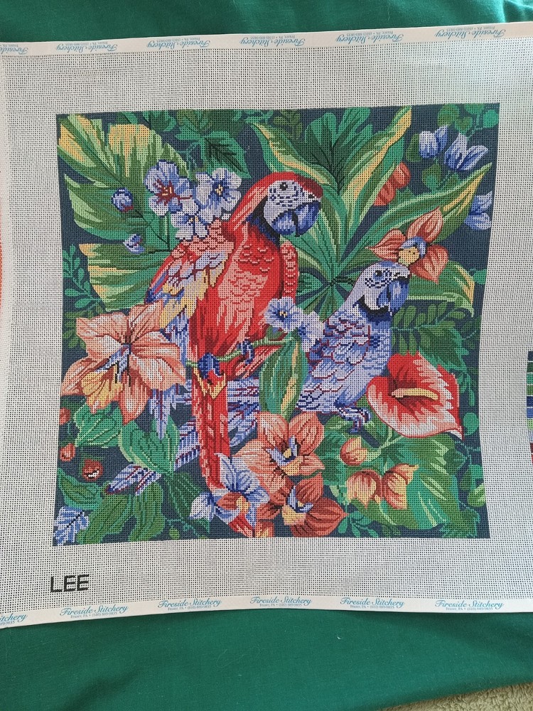 Parrots HP Needlepoint Canvas By Lee