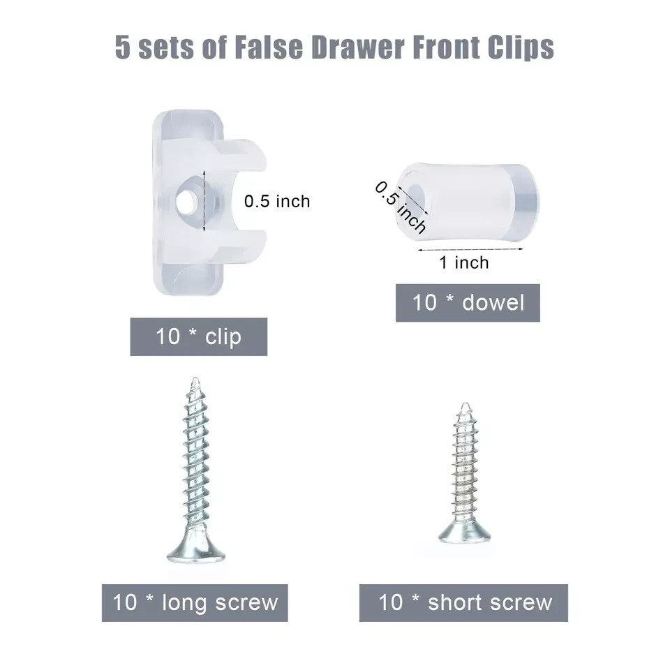 10 Pack False Front Cabinet Clips With Screws Acrylic False Front Cabinet Drawer