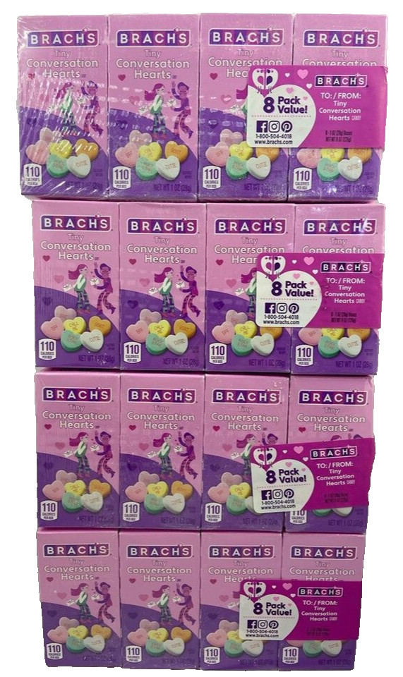 Brach's (32 Boxes ) Tiny Conversation Hearts Candy 1 oz Boxes - 32 oz New Sealed