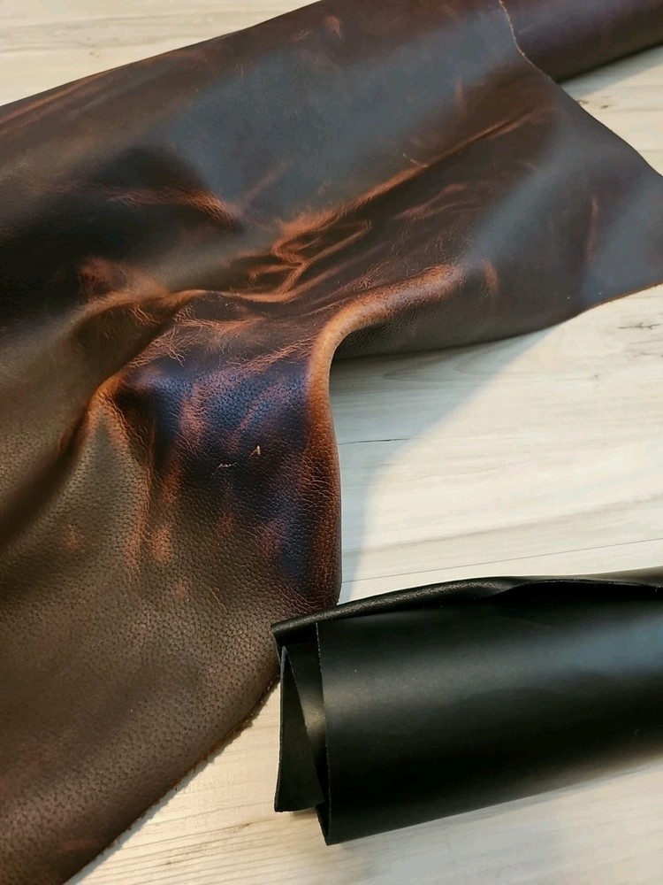 5-6oz CHESTNUT BROWN PULL-UP THICK LEATHER PANEL/SHEET/SQUARE/12x12x24 24+s