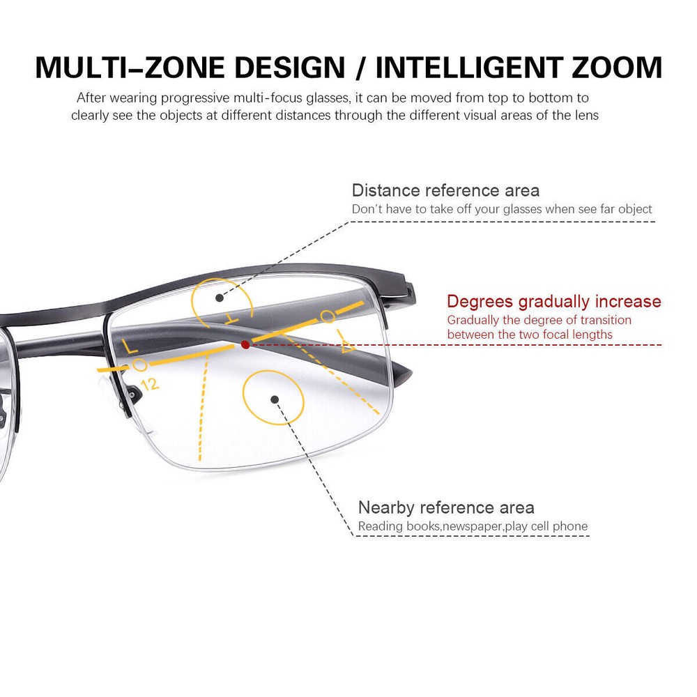 Progressive Multifocus Reading Glasses Reader Photochromic Sunglasses +1.0~4.0