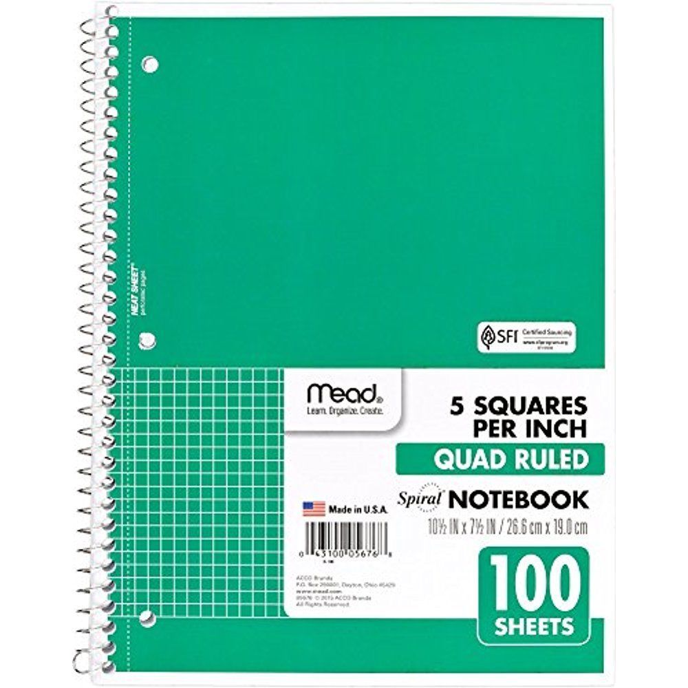 Mead Quad Spiral Notebook 05676