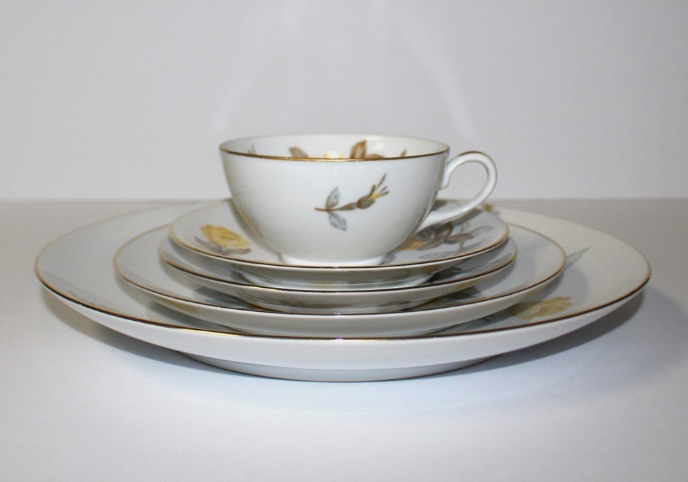 Sango Cotillion Yellow Rose Coupe 5-Piece Place Setting, Multiple Available