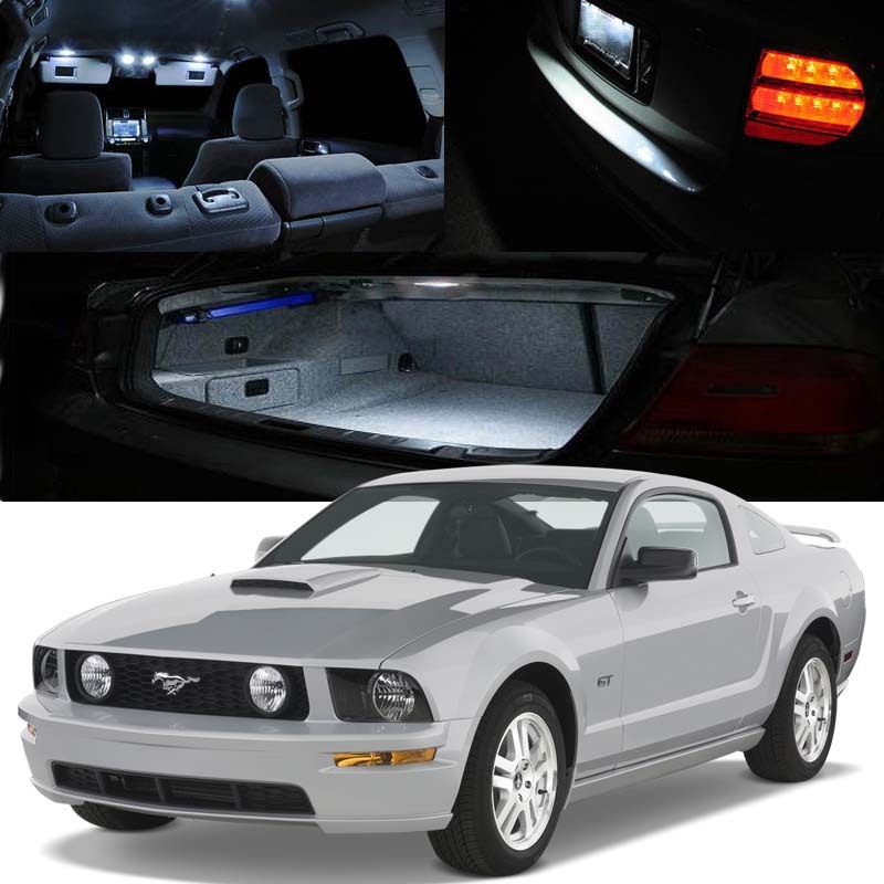 For 2005-2009 Ford Mustang White Xenon LED Interior Light Bulb Full Package Kit