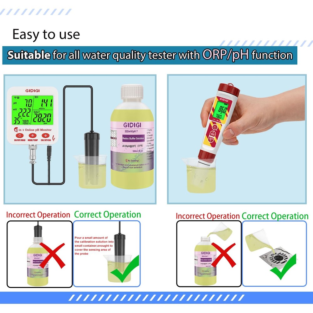 pH Meter with 2 * 250ml 7.0 Buffer Solution, Digital Display Color Screen...