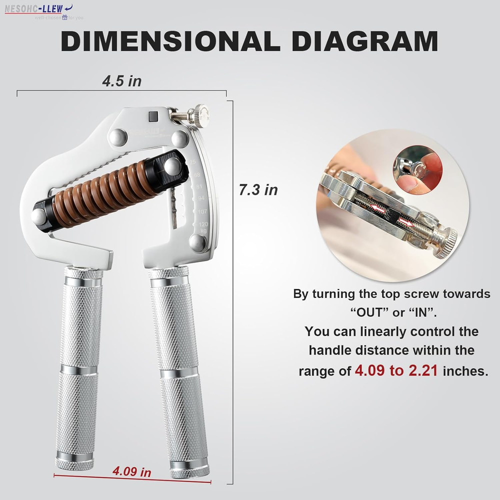 Premium Adjustable Grip Strength Trainer - 55-264 Lbs Resistance Range