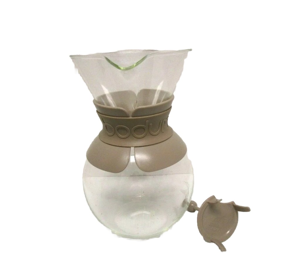 Bodum Glass Pour Over Tan Plastic Neck Coffee Maker No Filter