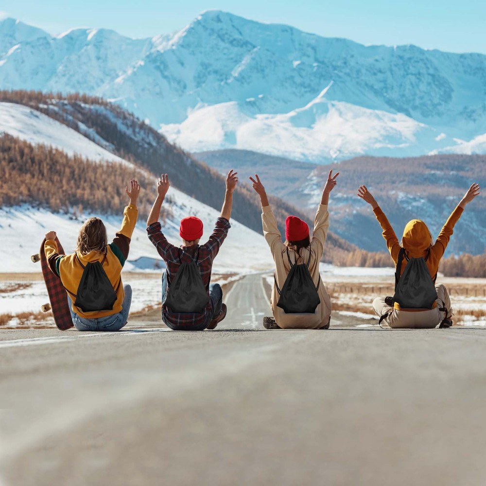 PLULON 2Pcs Drawstring Bags Bulk Black Backpack Standard,