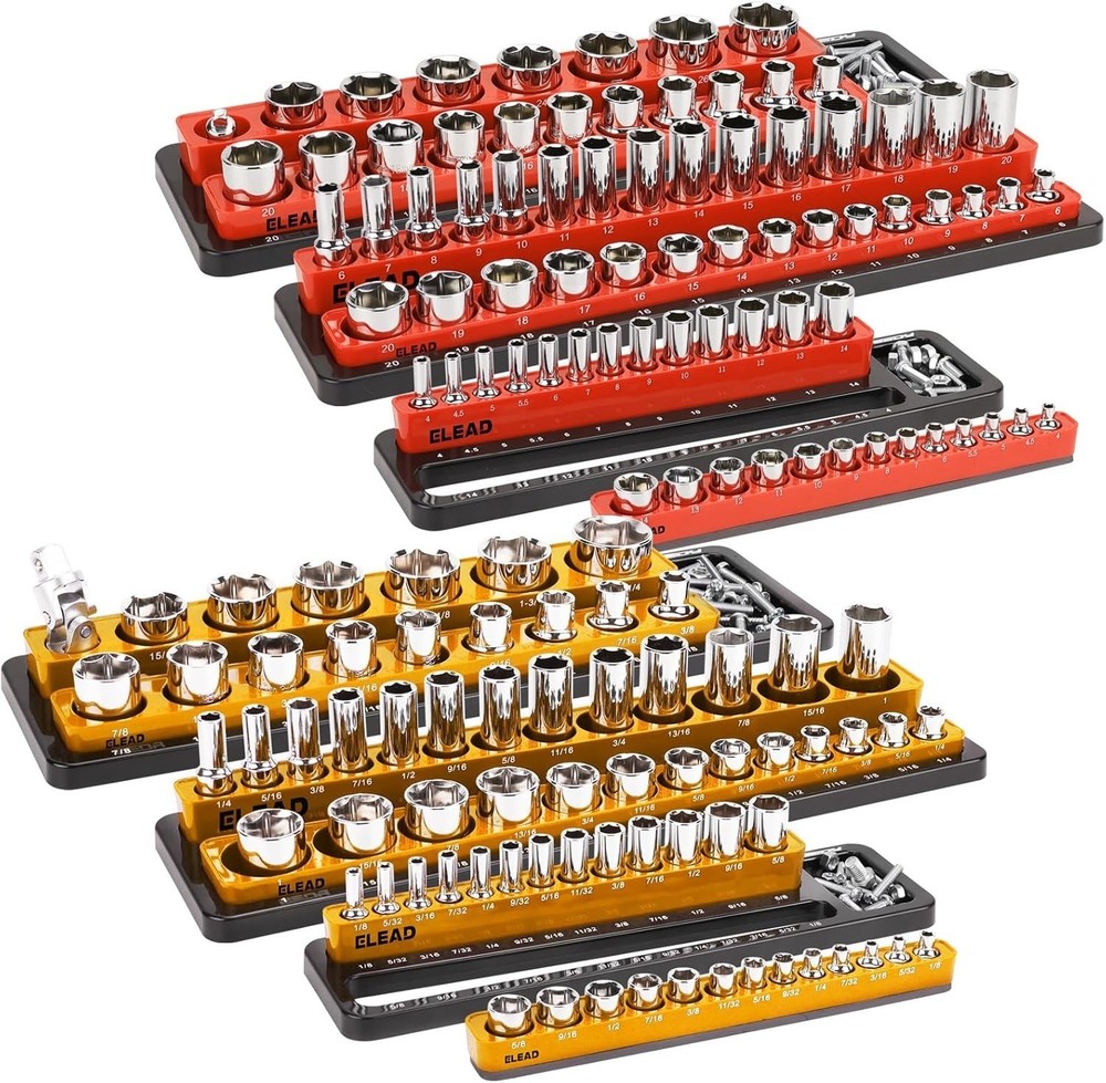 Magnetic Socket Organizer Holder Set For Tool Box Drawer, Wrench Organization