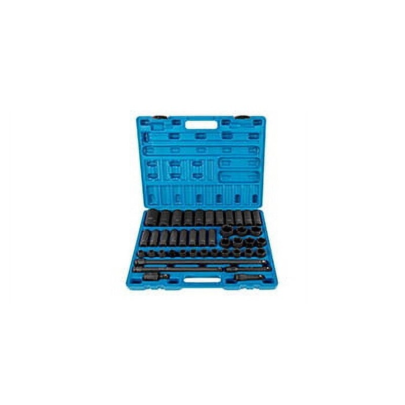 1/2 Inch Chrome Finish Deep Socket Wrench Set 43 Pc High Torque Tools Blue New