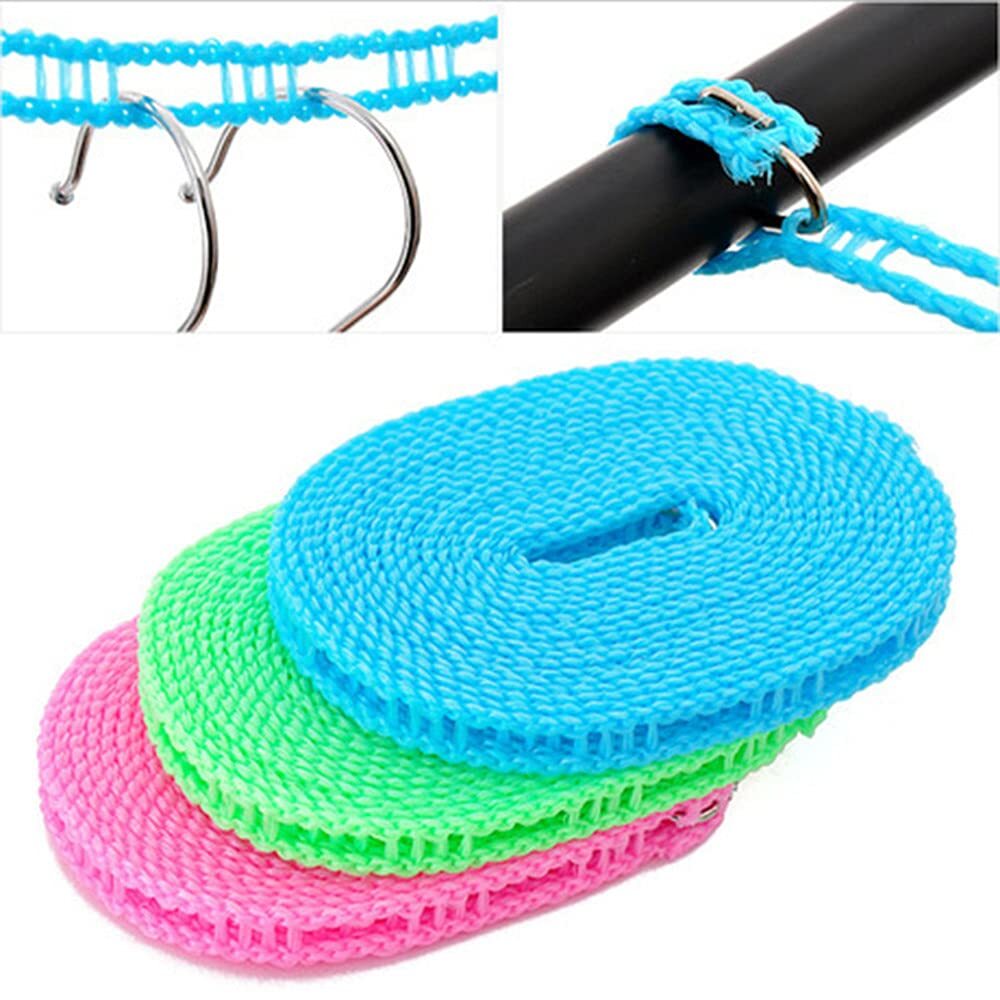 3 Pack Portable Windproof Clothesline Clothes Drying Rope for Camping Travel