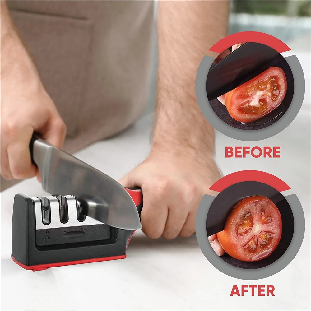 2PCS Knife Sharpener Professional 4-Stage Ceramic Diamond Steel Sharpening
