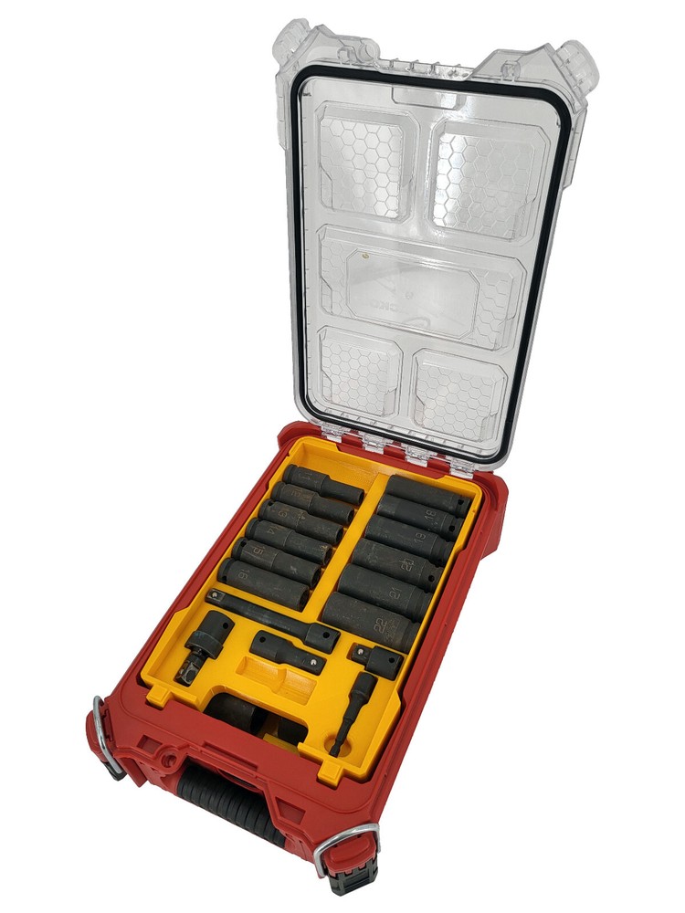 Milwaukee Packout Compact Compatible Dewalt 1/2" Metric Deep Impact Socket Tray