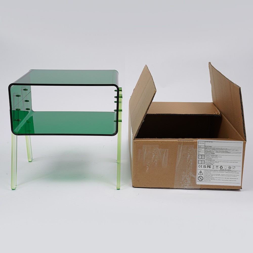 Acrylic Decorative End Table, 2-Tier Home Display Nightstand with Open Storage