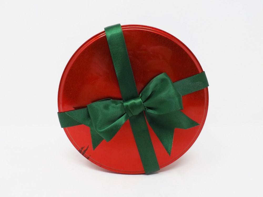 Small Round Red Tin w/ Green Bow