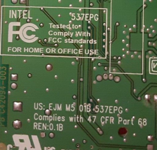 Intel KB581603/01 537 EPG Modem