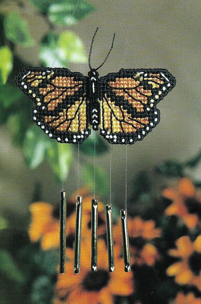 BUTTERFLY WIND CHIME HOME DECOR PLASTIC CANVAS PATTERN INSTRUCTIONS