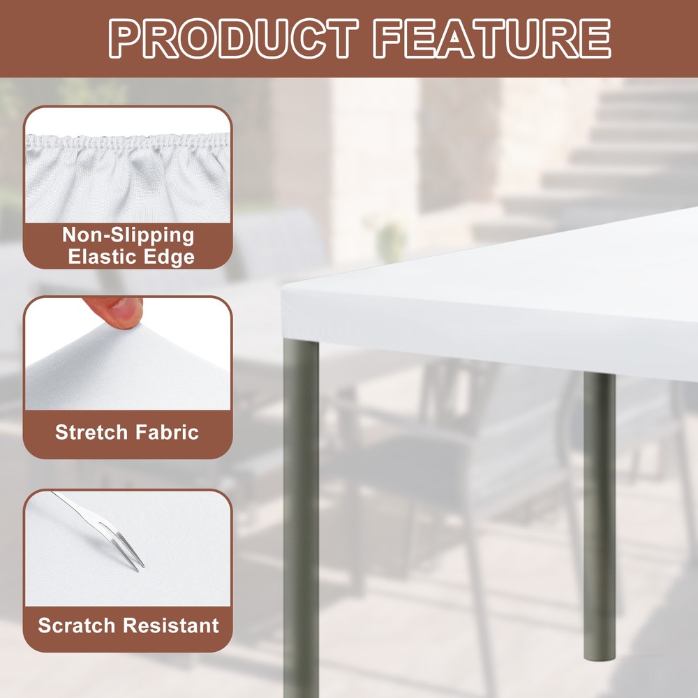 Fitted Tablecloth Fit 4ft Rectangle Table, Table Cover (48"x23", White)