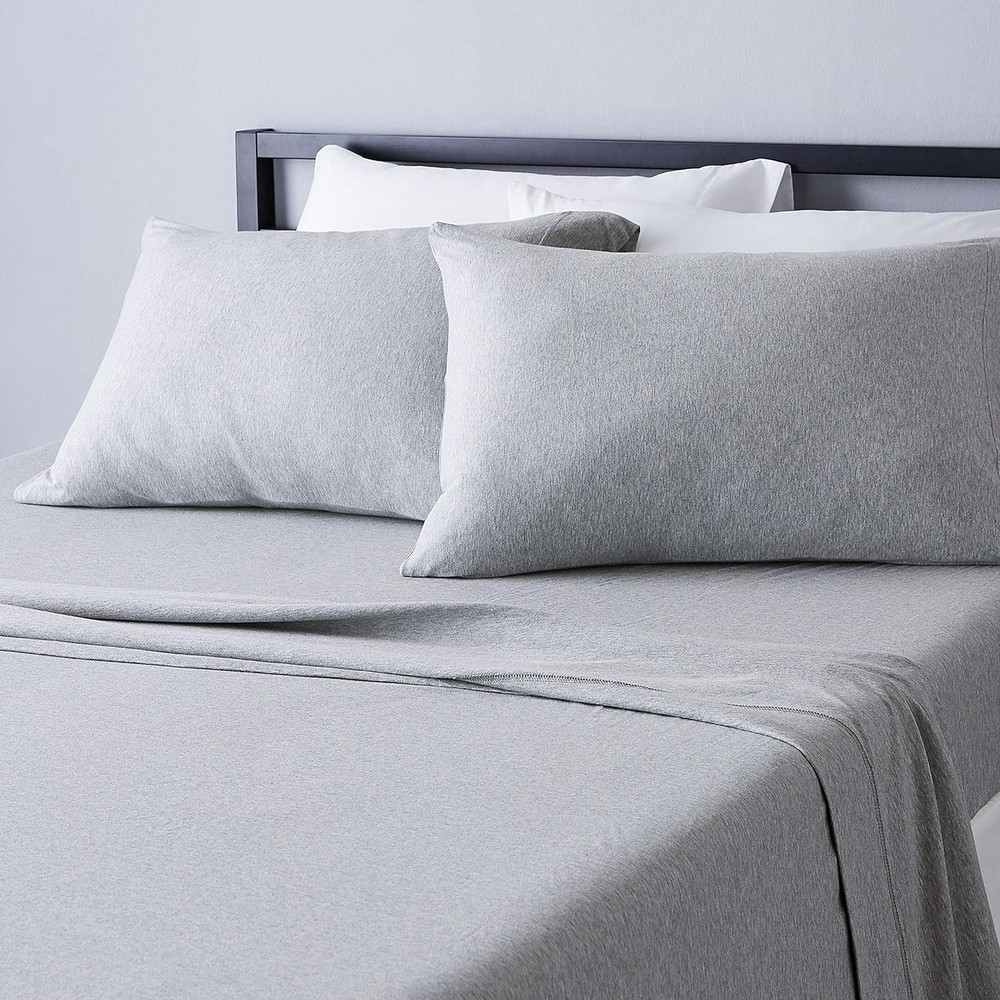 4 Piece Bed Sheets Set, 100% Cotton Jersey, Includes Super Soft, Flat and Fitted