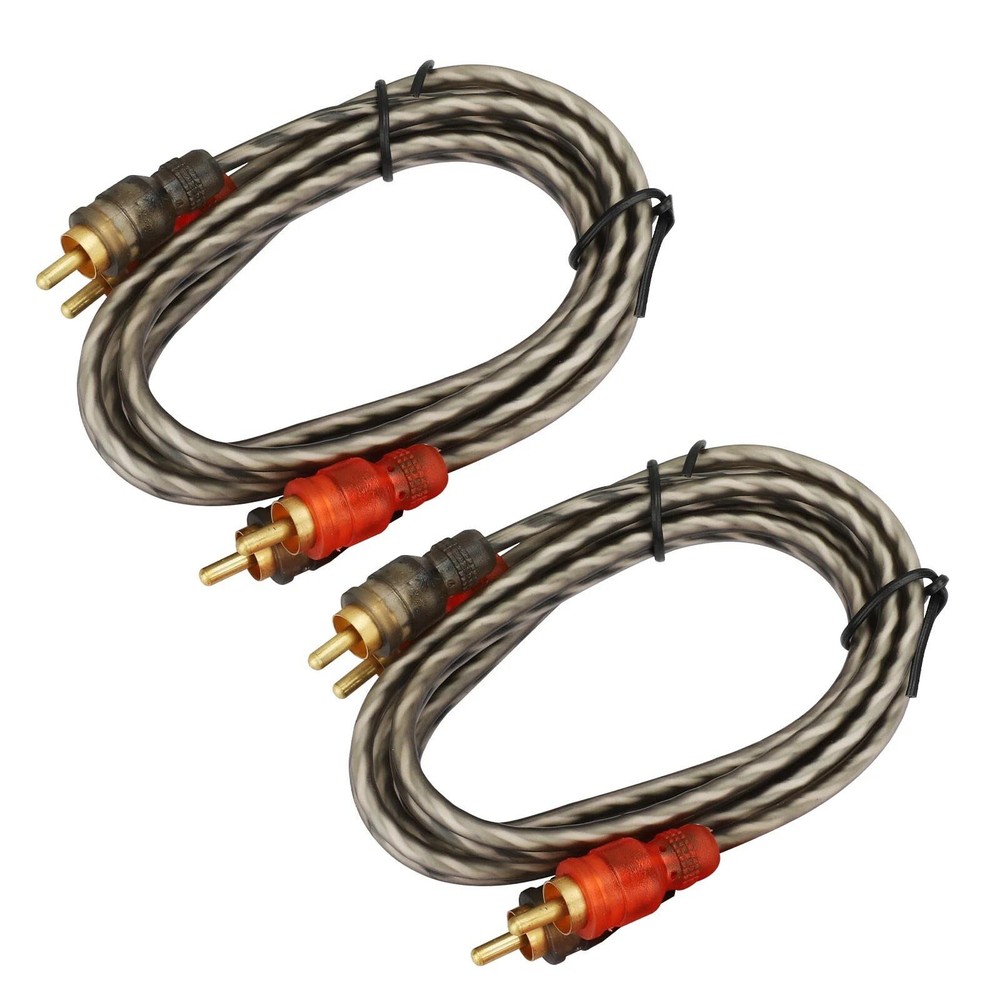 High Quality 2PCS RCA Cables 2 Channel Twisted 4Ft Shielded Interconnect New