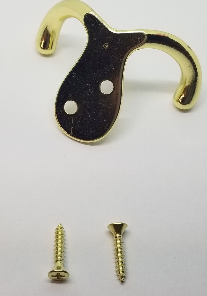 POLISHED BRASS Double Hook coat hat jacket wall vintage rustic octopus aluminum