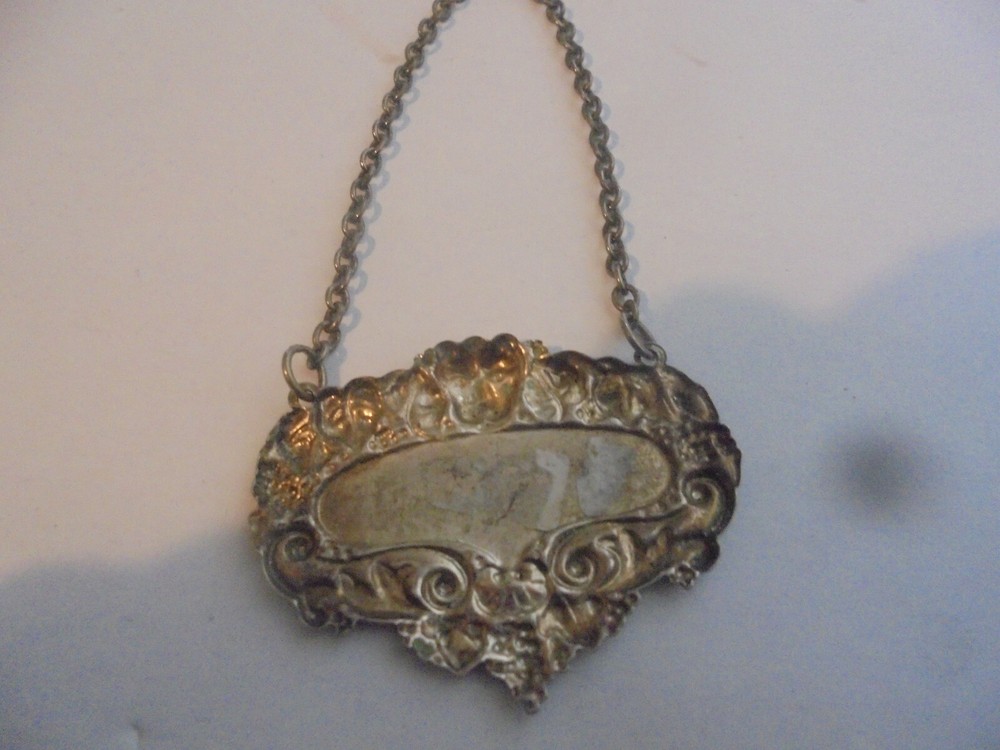 Vintage Silver Plated Sherry Decanter Label 2.5"