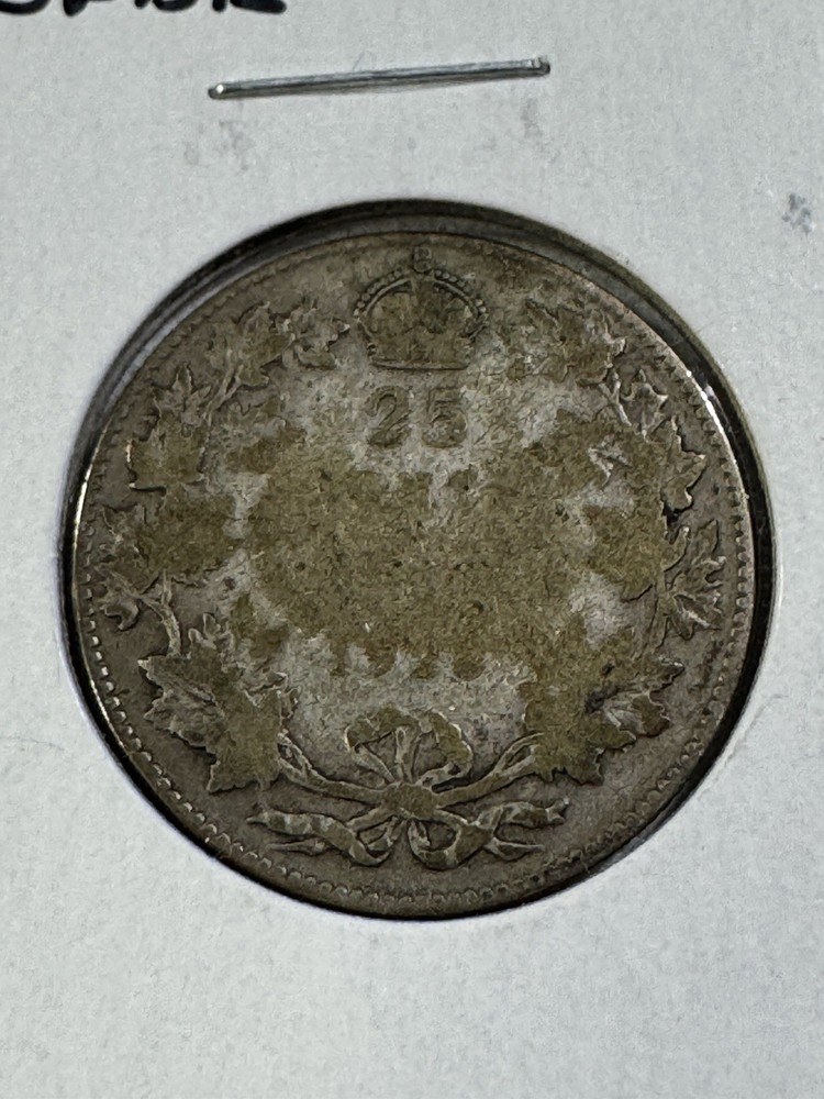 1928 Canada 25 Cents Silver Coin